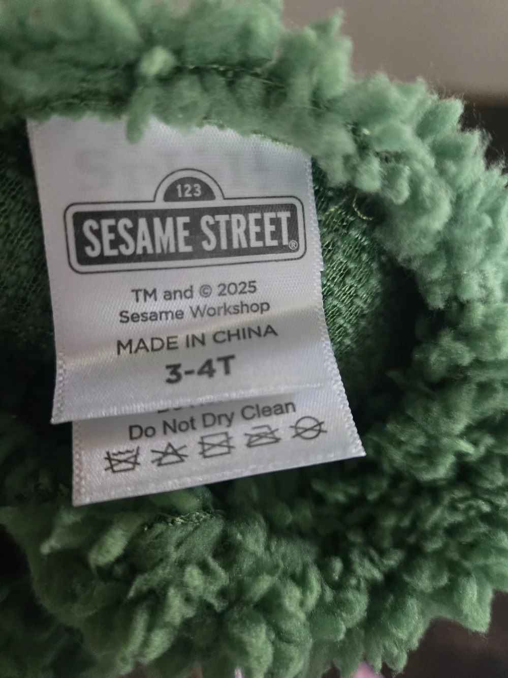Sesame Street Oscar the Grouch Toddler Costume 3t/4t Green Fuzzy - Picture 3 of 8
